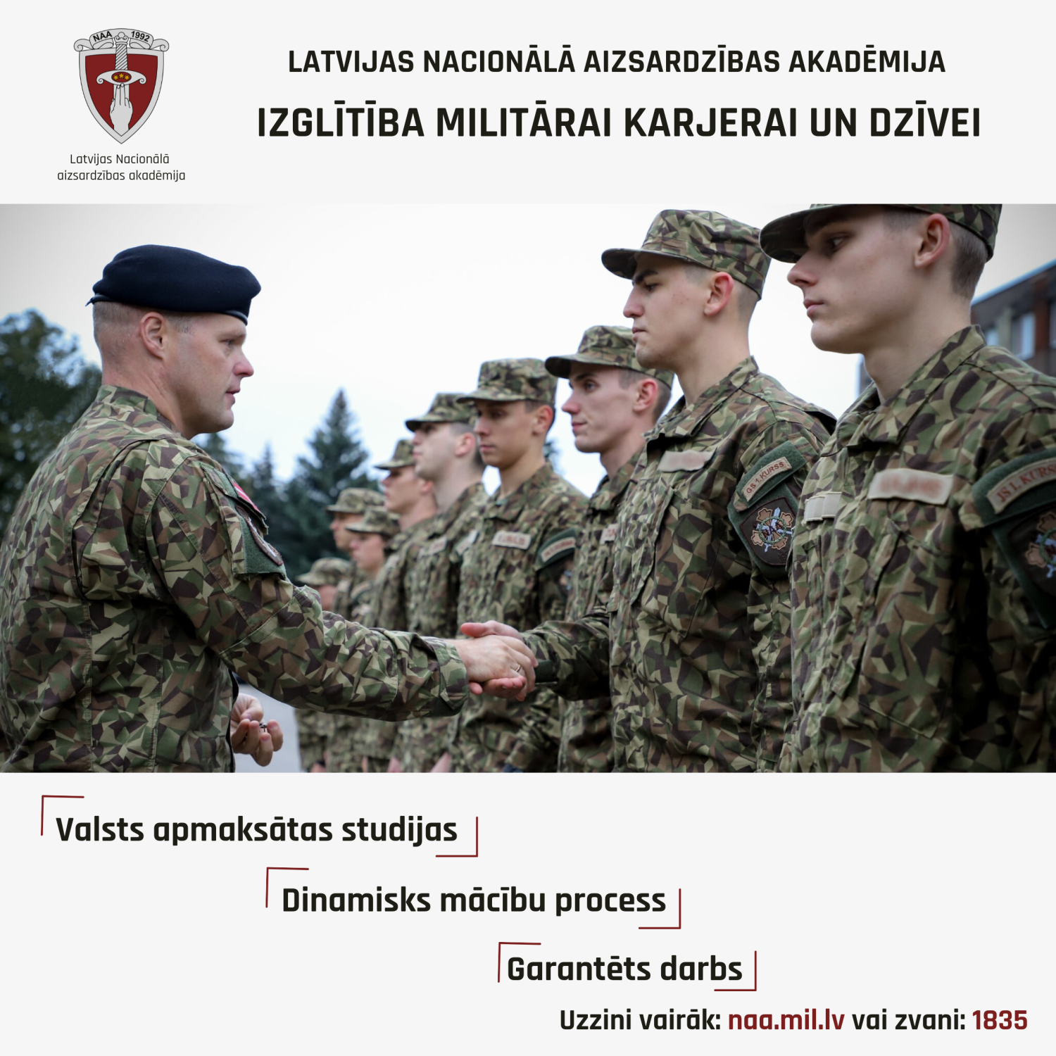 Apply for studies at the National Defence Academy of Latvia!